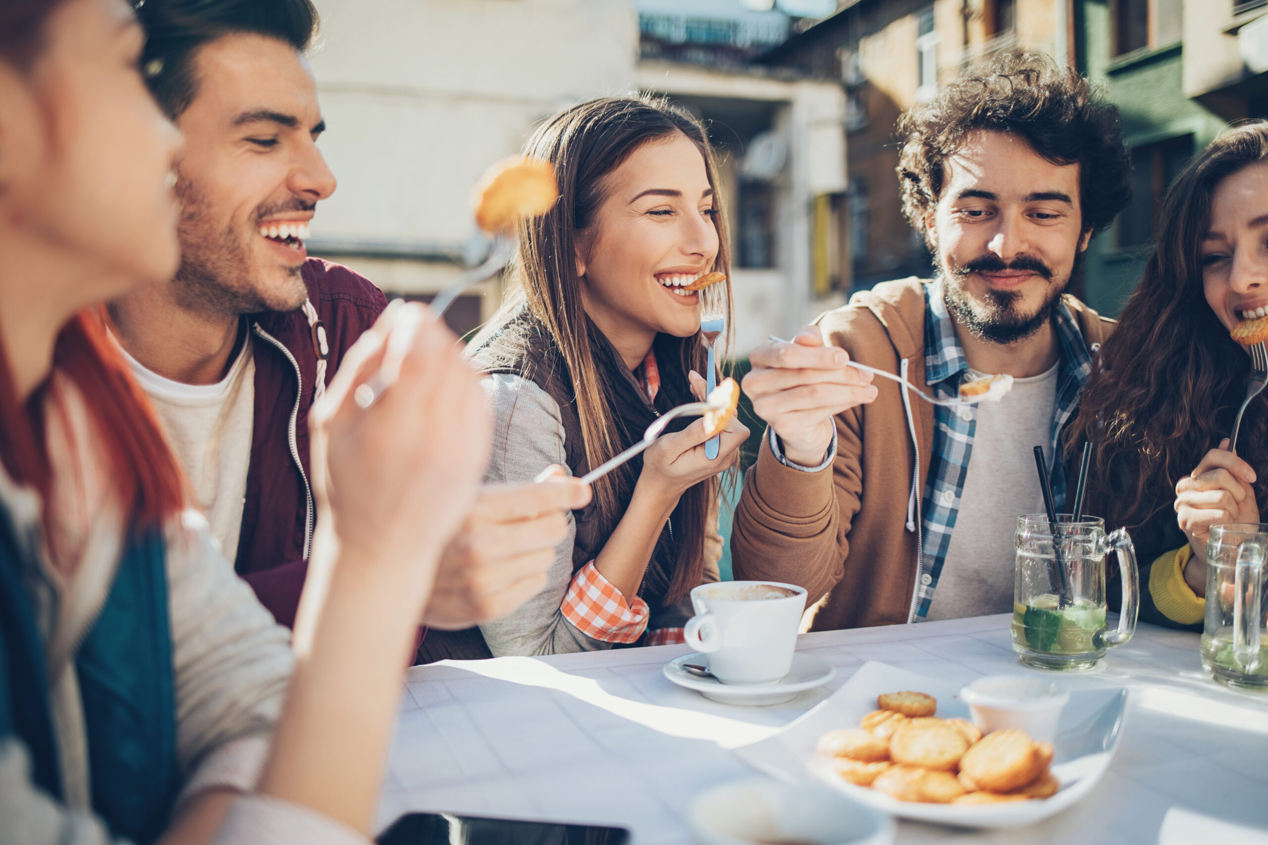 friends eating at a restaurant