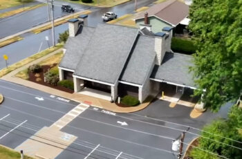 aerial view of bank branch