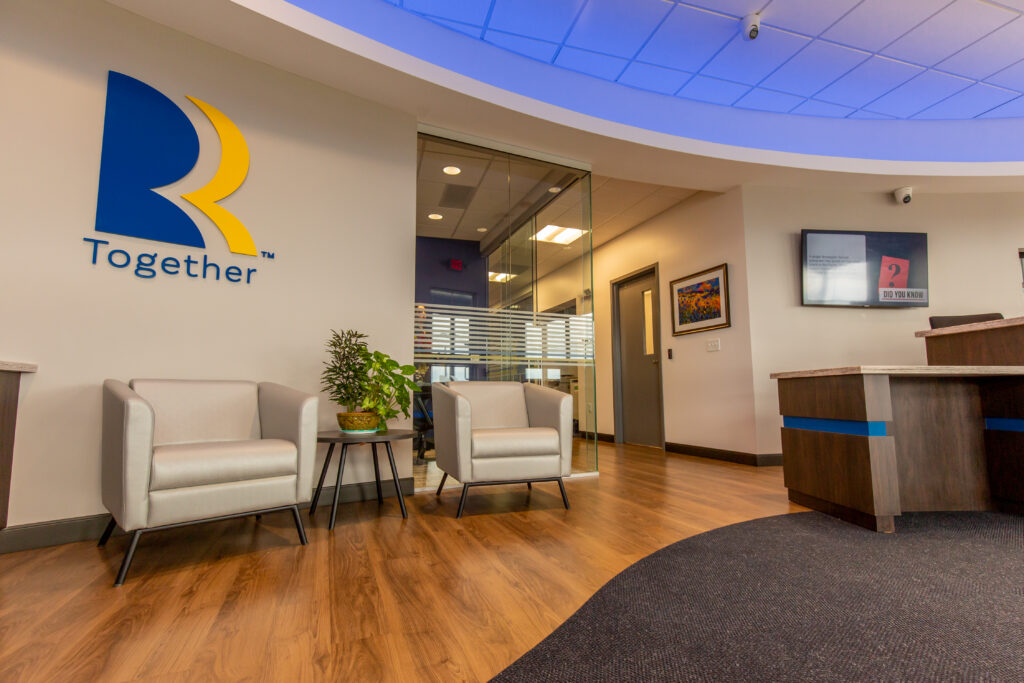 reliance bank office lobby