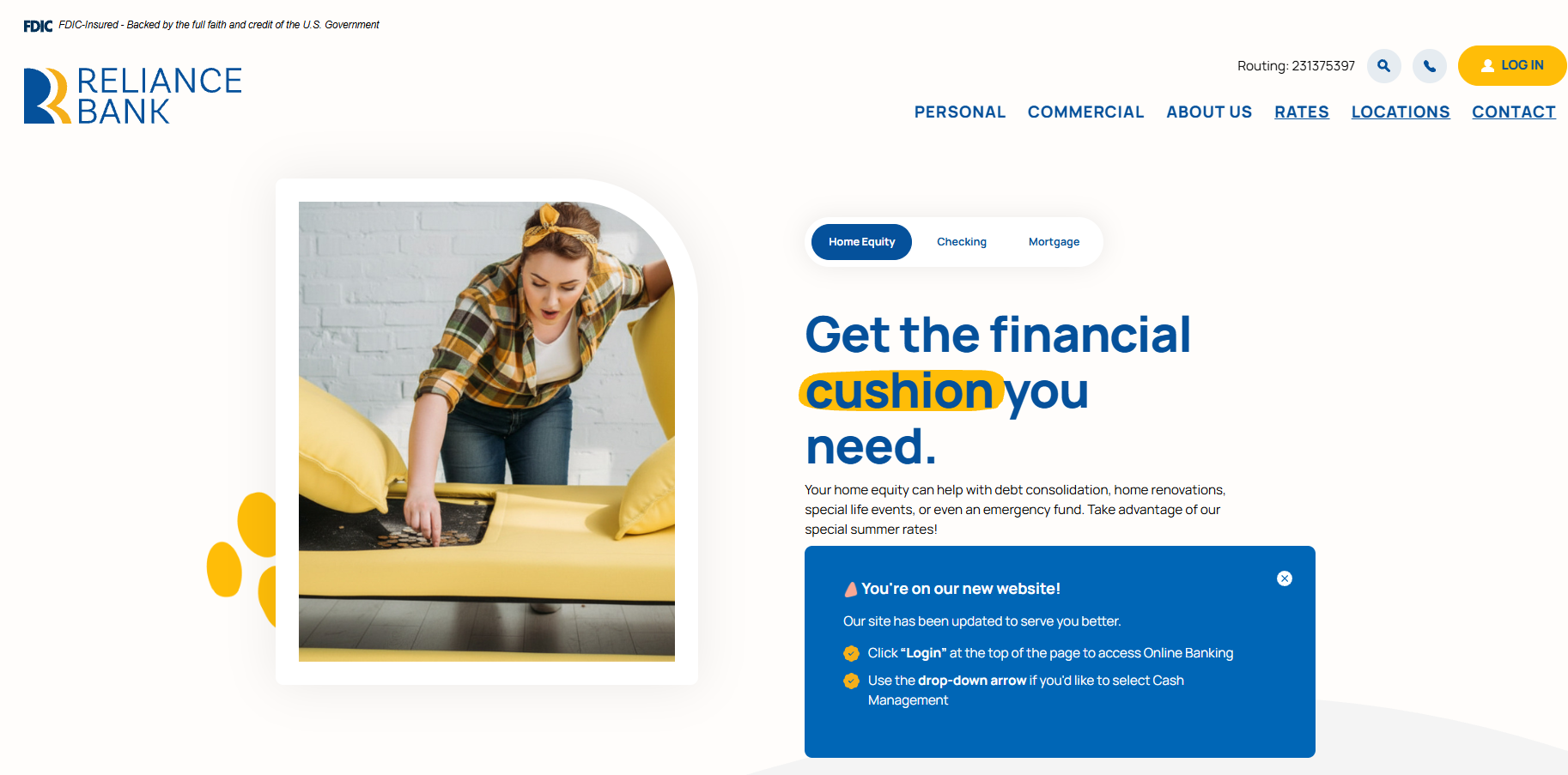 bank webpage screenshot